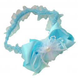  Sky Blue Headband for Toddlers in India with Net Flower and Pearls