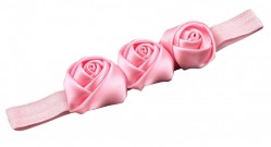  Stretchable Peach Pink Headband With Three Flowers