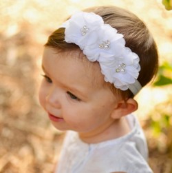  Elegant White Headband for Toddlers in India with Three Flowers