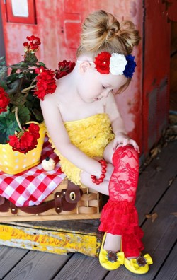  BabyGirl Red lace high knee flower Stocking long leg warmers 