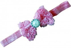  Baby Pink Kids Flower Bow Hair Accessory with Pearl Embellishment