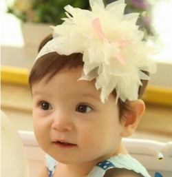  Bowknot Cream Big Flower Petal Newborn BabyGirl Soft Headband
