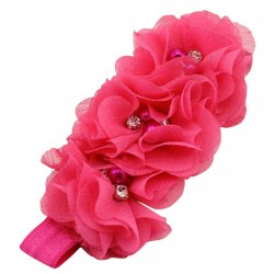  Beautiful Floral headband in Pink for Baby Girls with Pearl Balls as Embellishments