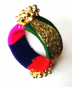 Ethnic Handmade Multi Colored Bangle With GoldenBeads