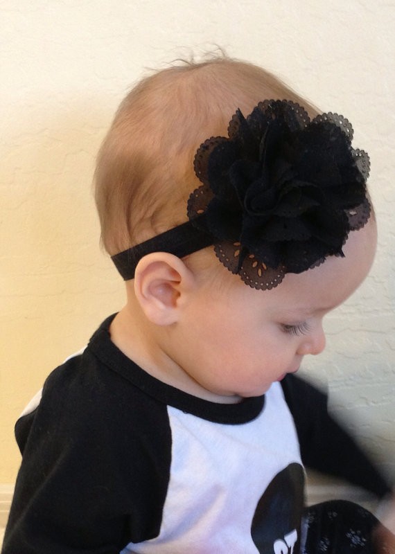 Shop Online Stylish Infant Girl Headband in Black with a Beautiful Flower