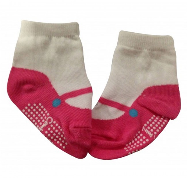 Pink and White AkinosKIDS Pink White Baby Girl cotton Shoe Socks