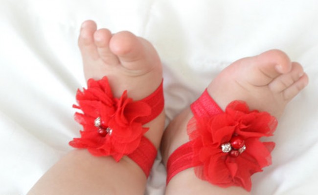 red infant sandals