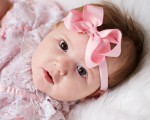  Cute Baby Headband in Carnation Pink With a Bow
