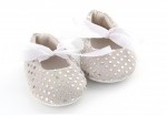  Fashionable Wedding Baby Girl Shoes in Silver with Sparkling Sequins and Pink Bow