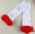  Elegant White High Knee Designer Kids Socks with Floral Net Frills