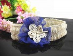  Soft Elastic Lace Chiffon Blue Flower  Newborn BabyGirl Headband