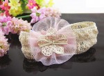  Soft Elastic Lace Chiffon Pink Flower  Newborn BabyGirl Headband