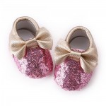 AkinosKIDS Booties With Bow Applique - Golden Pink